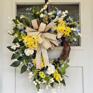 Yellow and Blue Floral Wreath